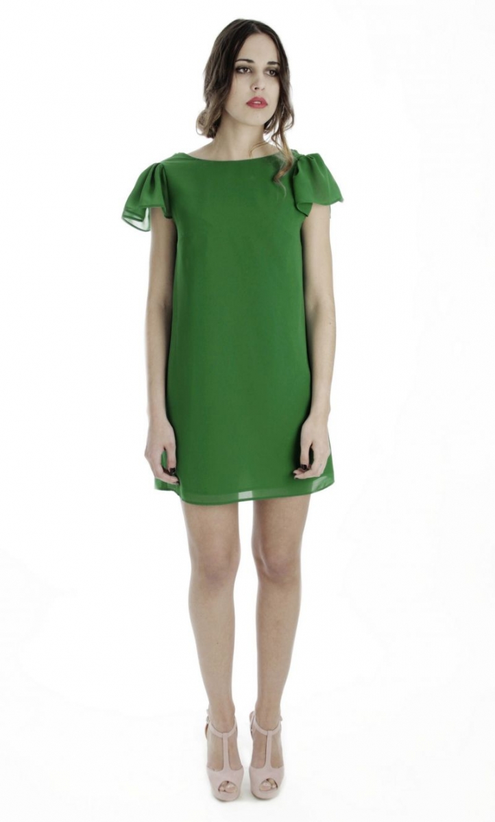 Vestido de fiesta corto en gasa verde para invitada boda, bautizo comunion de arimoka para Apparentia